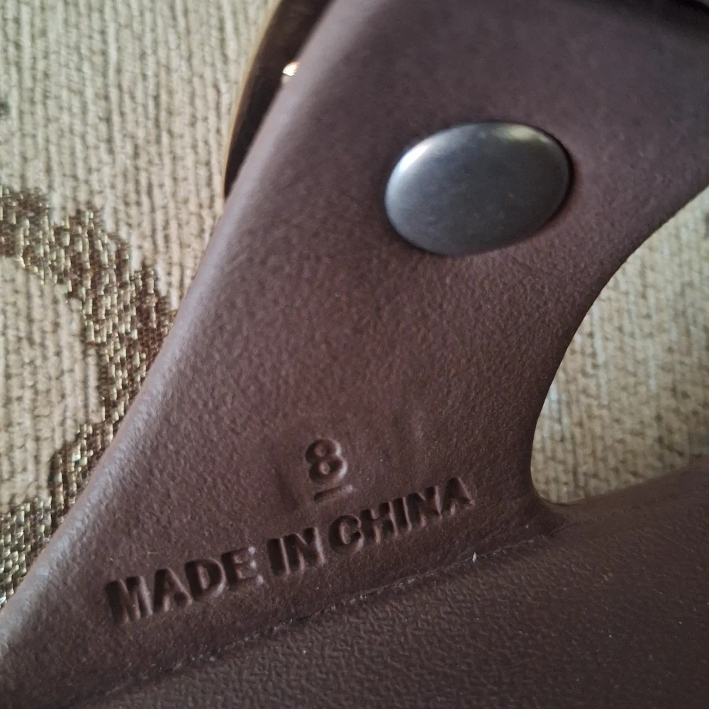 Skechers Brown Plum Slide Sandals with Gold Buckles Arch Fit Cali Breeze Size 8 - Picture 8 of 9